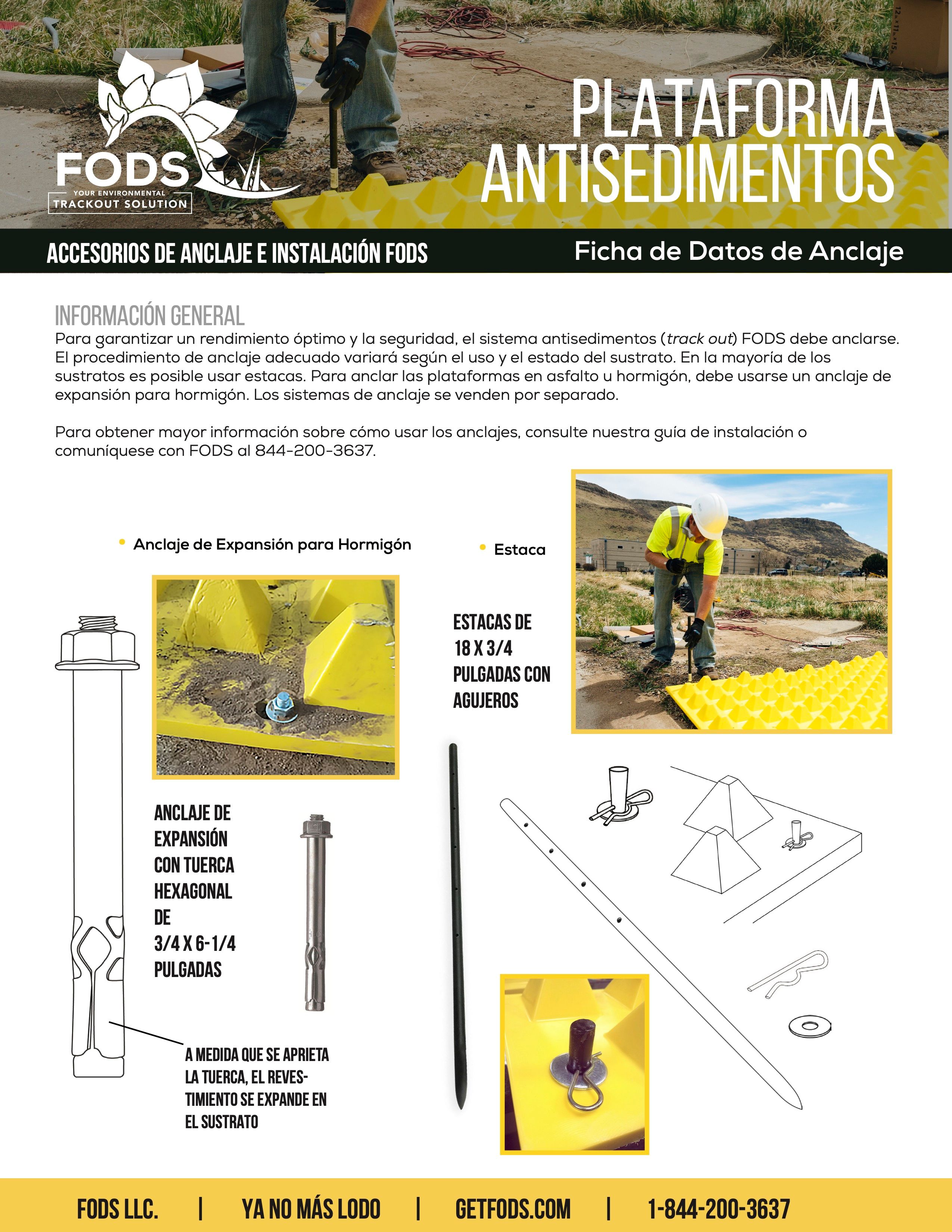 Anchoring Data Sheet Spanish