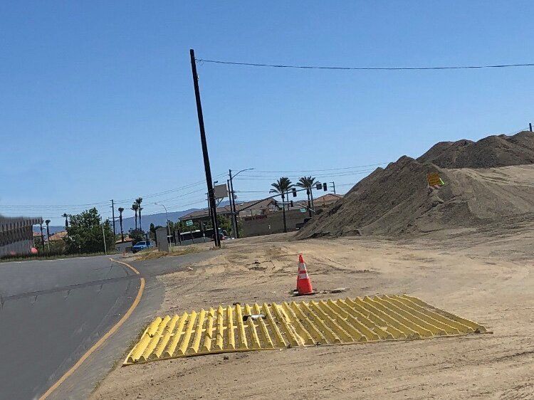 California CalTrans Project Using FODS Reusable Construction Entrance Mats BMP To Reduce Vehicle Trackout Construction Entrance Exit TC 1 Compliant Effective System