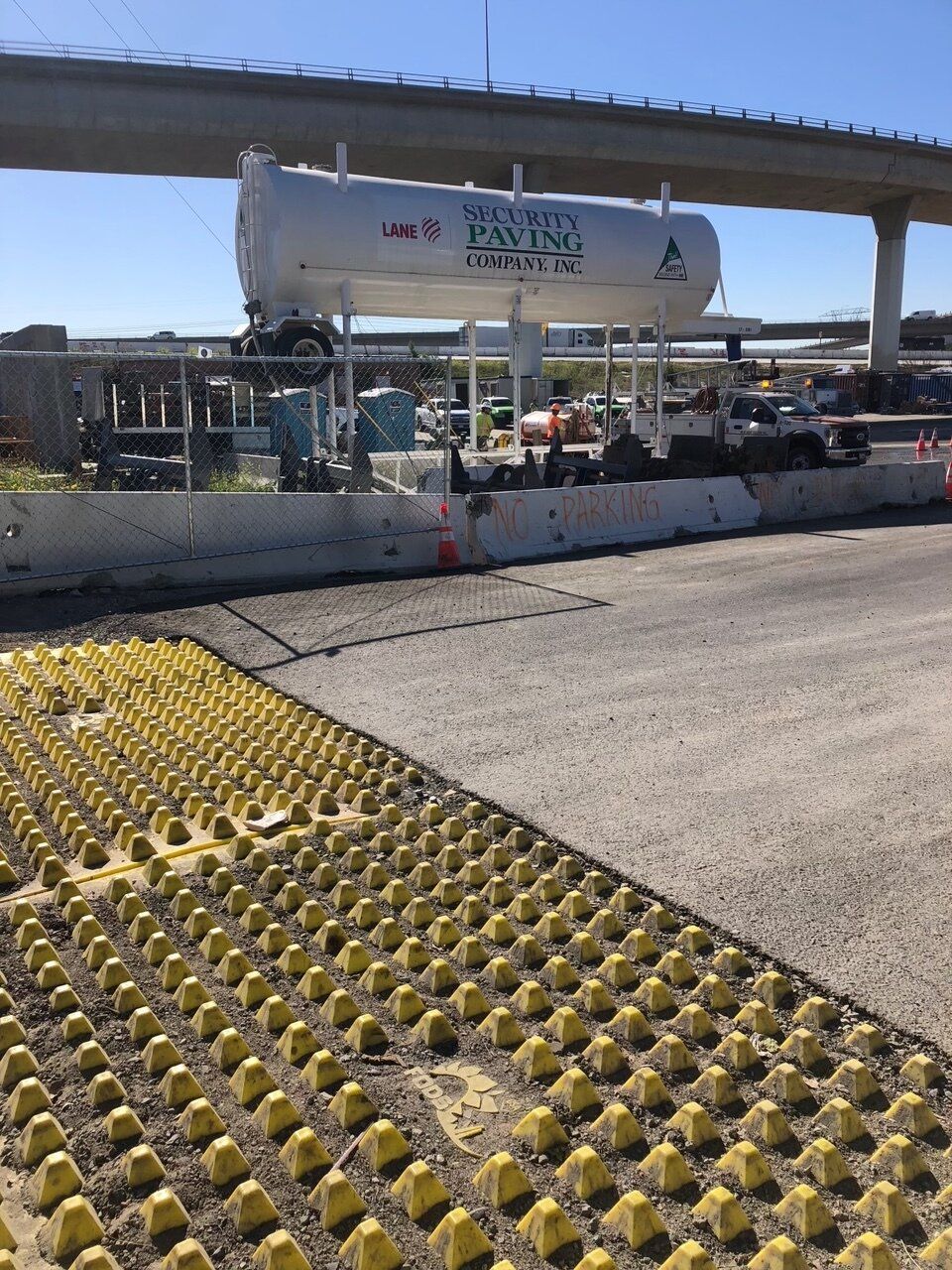 California CalTrans Project Using FODS Reusable Construction Entrance Mats BMP To Reduce Vehicle Trackout TC 1 Compliant BMP Composite Rumble Pad