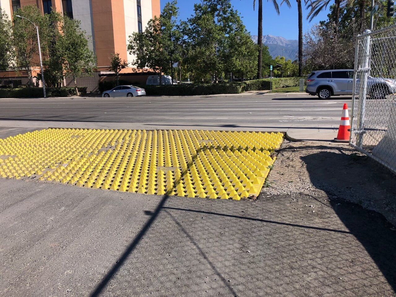 California CalTrans Project Using FODS Reusable Construction Entrance Mats BMP To Reduce Vehicle Trackout TC-1 Compliant Erosion And Sediment Control BMP