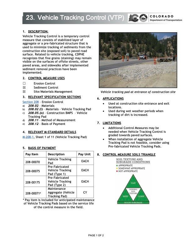 CODOT Vehicle Tracking Pad BMP