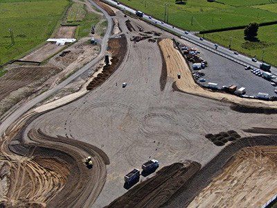 Downer Construction New Zealand State Highway 1 SH1 State Highway 29 SH29 Roundabout Construction Entrance Construction Exit Rumble Grid FODS Trackout Control System