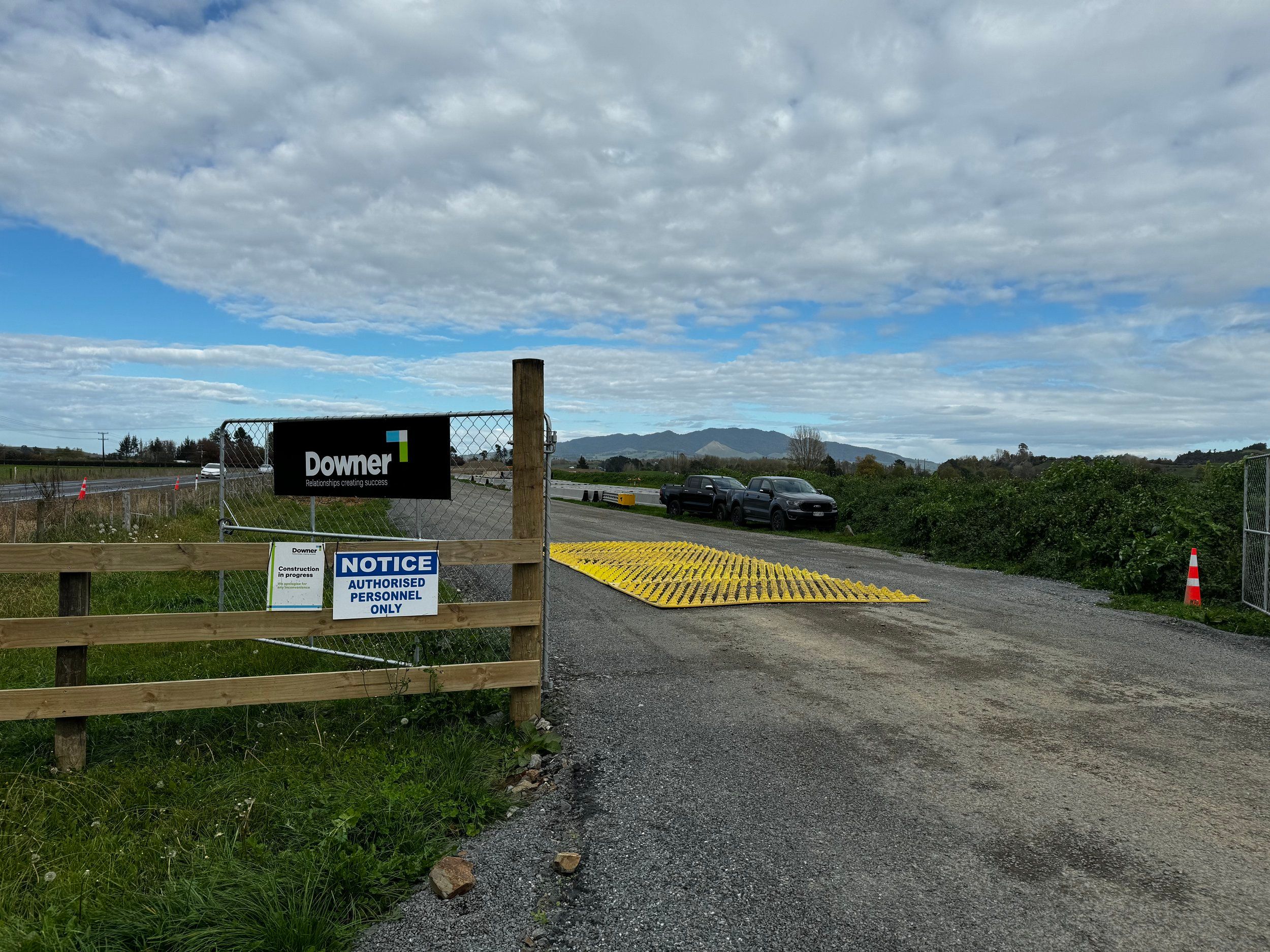 Downer Construction New Zealand State Highway 1 SH1 State Highway 29 SH29 Roundabout Construction Entrance Construction Exit Rumble Grid FODS Trackout Control System