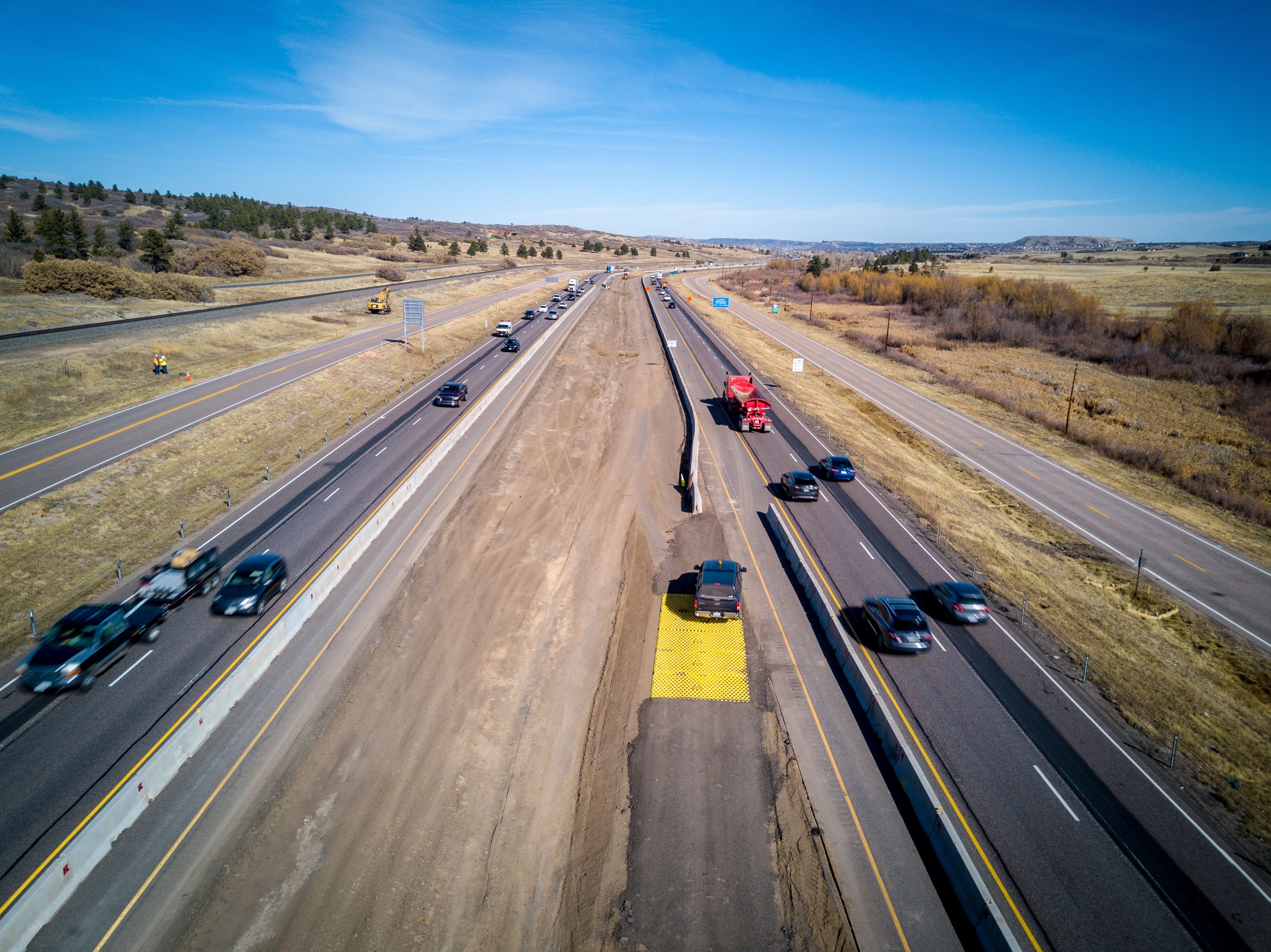 FODS Trackout Control Mats Construction Entrance Exit Installed On I-25 South GAP Project Between Monument And Castle Rock