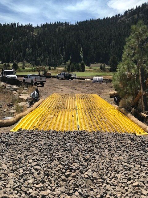 FODS Construction Entrance Installed On Squaw Creek Restoration Project In Squaw Valley As Construction Exit BMP For Trackout Control