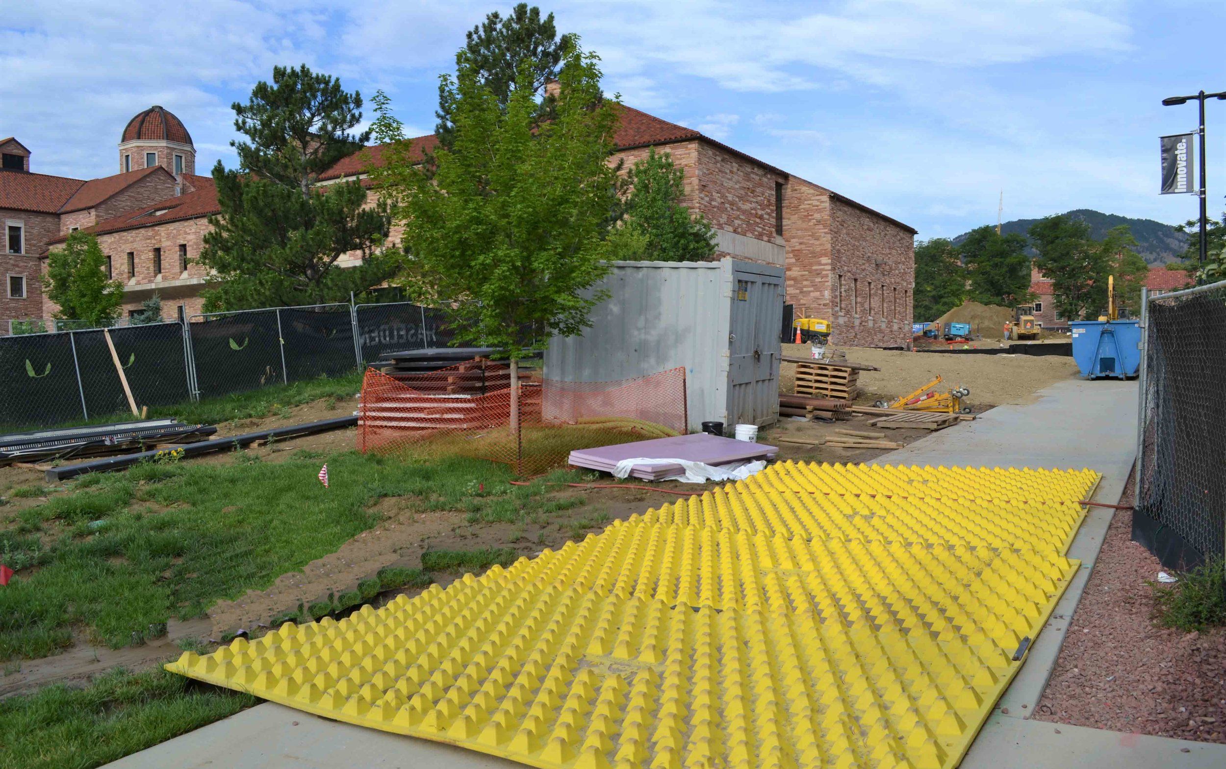 FODS CU Engineering Business Expansion Projects FODS Trackout Control System Construction Entrance Construction Exit Mud Mats Yellow Plastic Construction Mats Wheel Wash Rumble Grate Geotextile Construction Entrance
