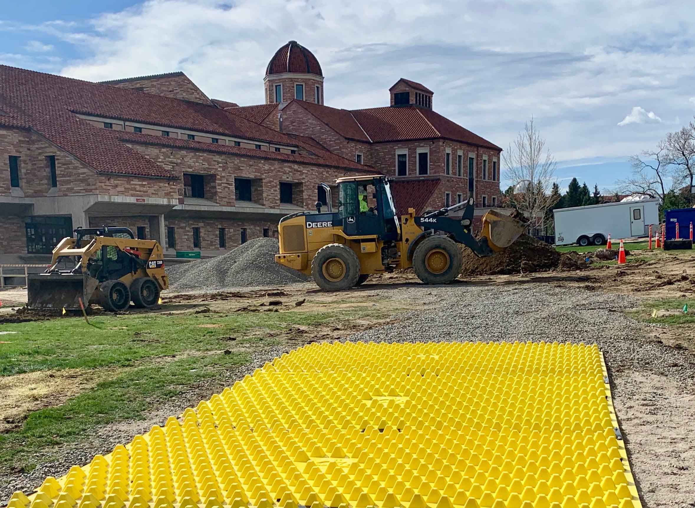 FODS CU Engineering Business Expansion Projects FODS Trackout Control System Construction Entrance Construction Exit Mud Mats Yellow Plastic Construction Mats Wheel Wash Rumble Grate Geotextile Construction Entrance