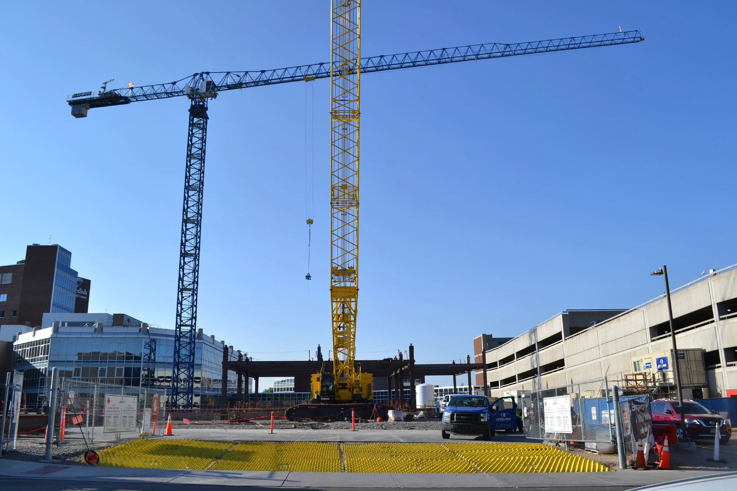 FODS Getfods Reusable Construction Entrance Healthone Swedish Medical Center Erosioin Control Device Trackout Control New Patient Tower Project Englewood Colorado Crane