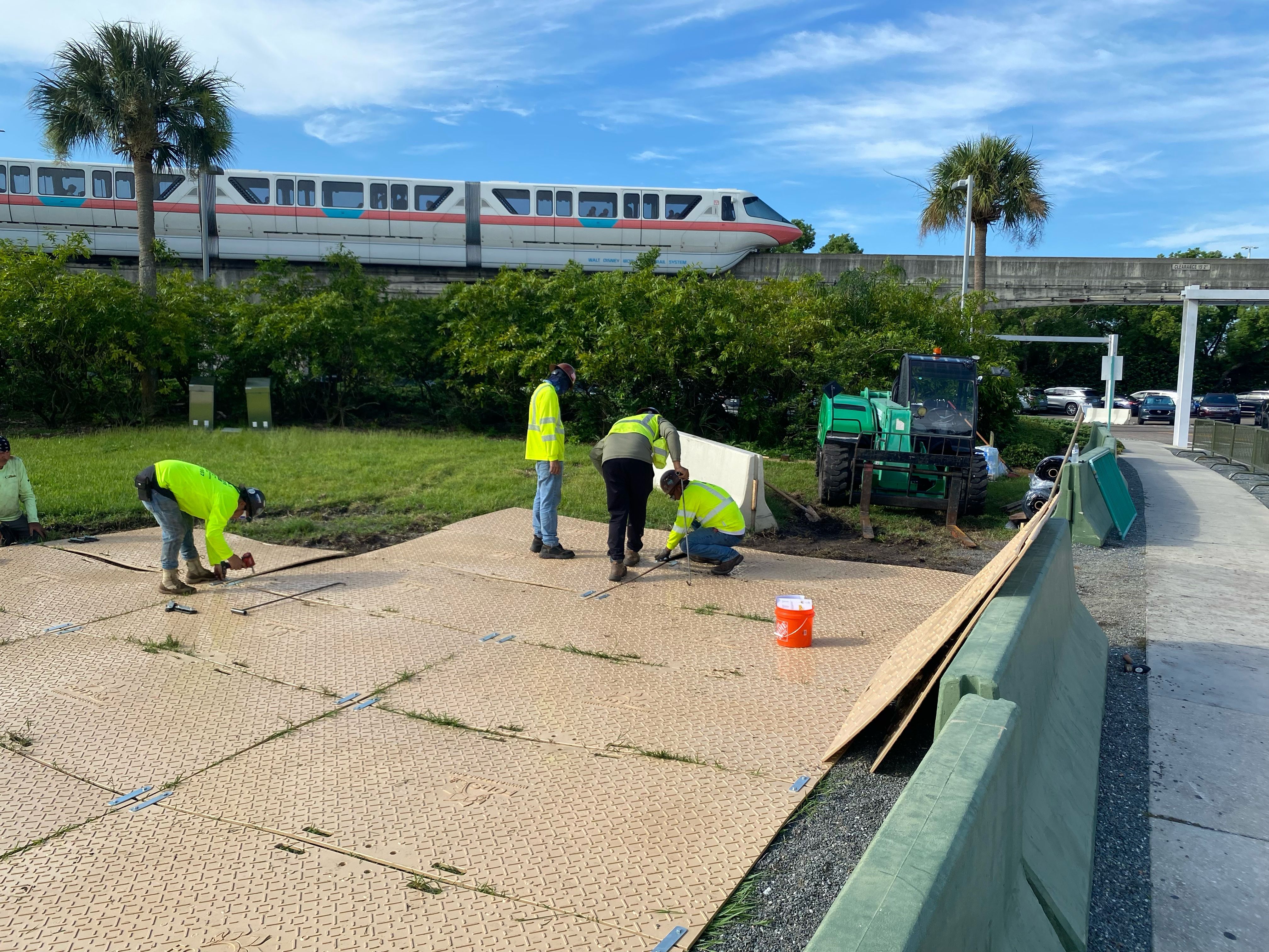 FODS Ground Protection Mat Disney Monorail Concrete Reusable Plywood Stabalized Surface Rapid Deployment