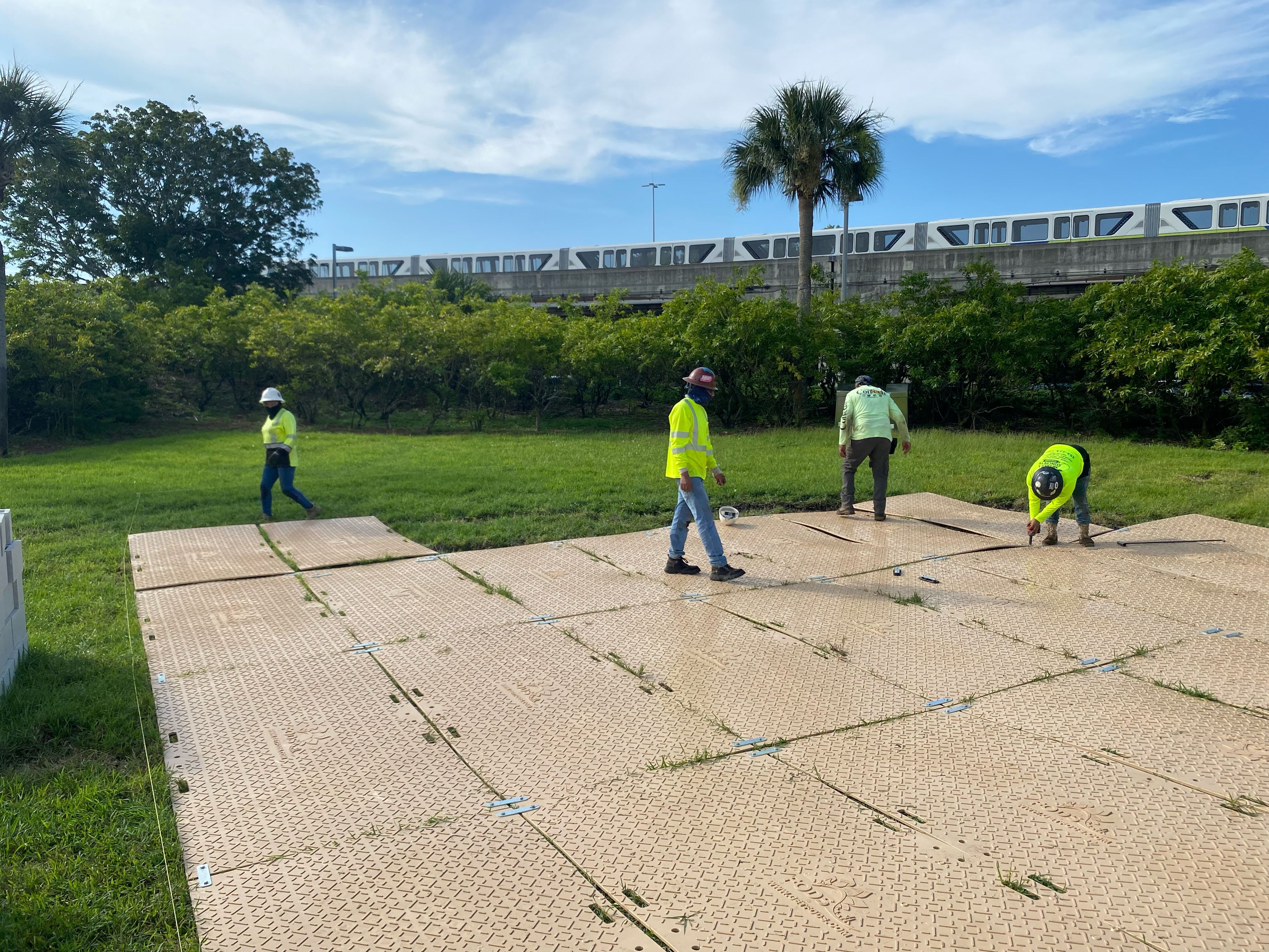 FODS Ground Protection Mat Disney Monorail Concrete Reusable Plywood Stabalized Surface Rapid Deployment