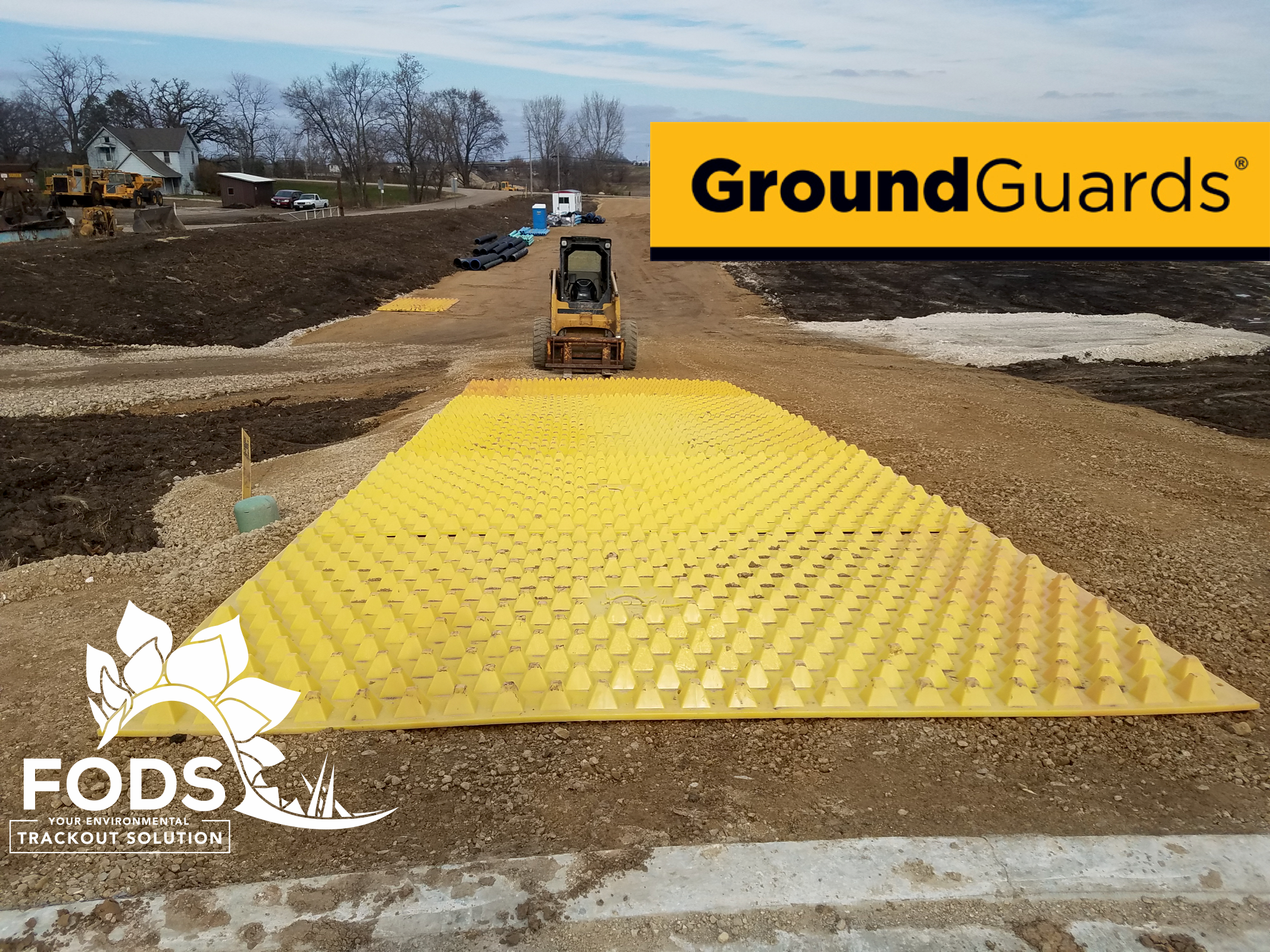 FODS GroundGuards STABILIZED CONSTRUCTION ENTRANCE rock less construction entrance track out control Vehicle Trackout Control Vehicle Track out Control VTC rip rap construction entrance refinery Cat United Kingdom