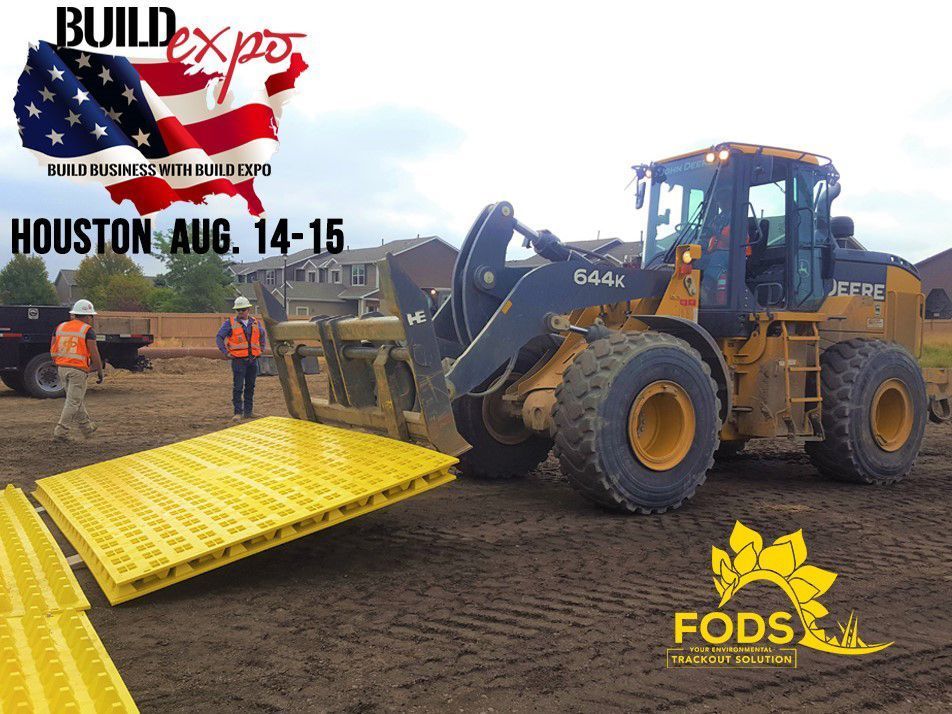 FODS Houston Build Expo Construction Entrance Construction Exit Mud Mats Wheel Wash Replacement Rumble Pad Mud Mats Construction Entrance Mats Construction Mats Yellow Mats