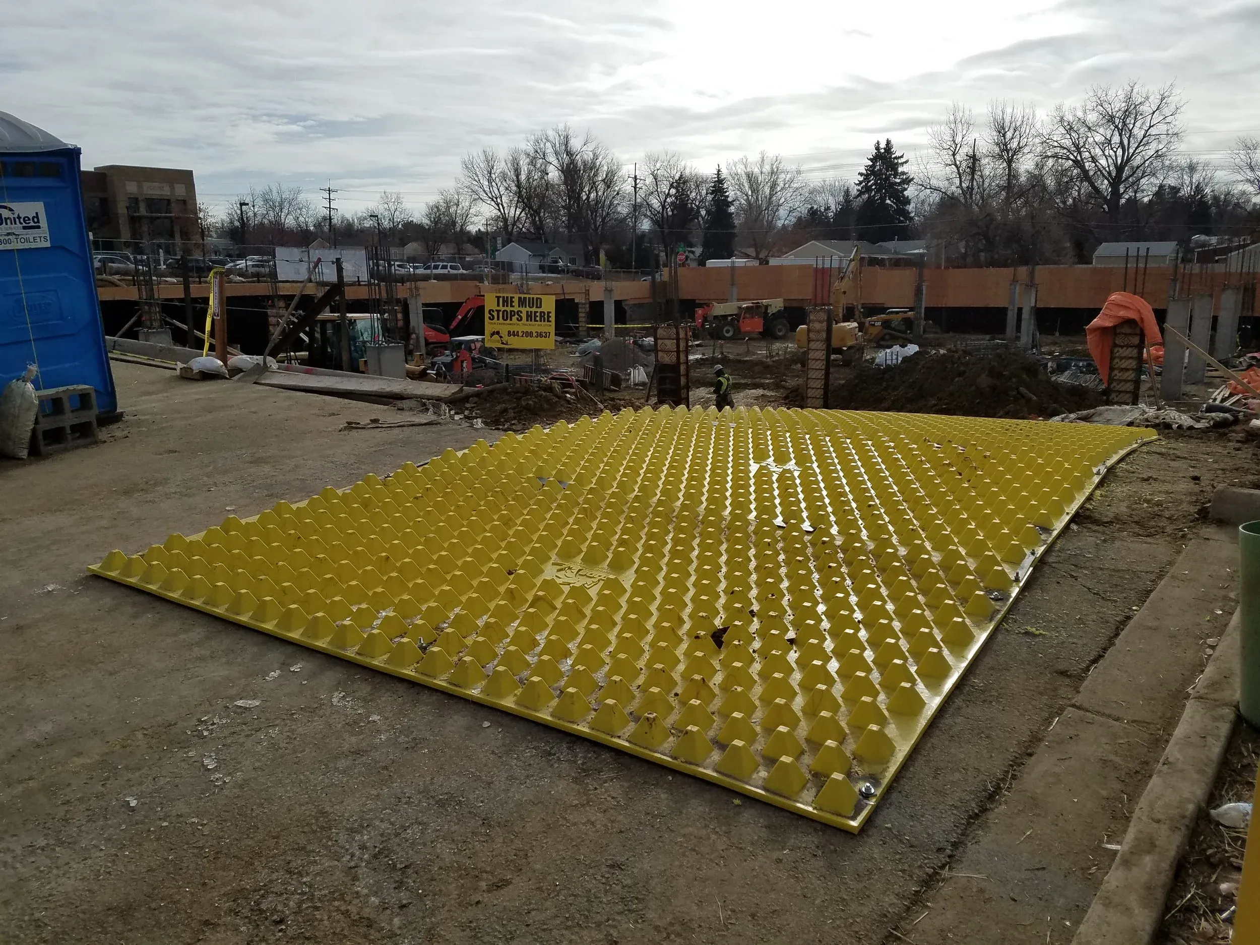 FODS Installed On Construction Site Entrance Over Dirt And Asphalt