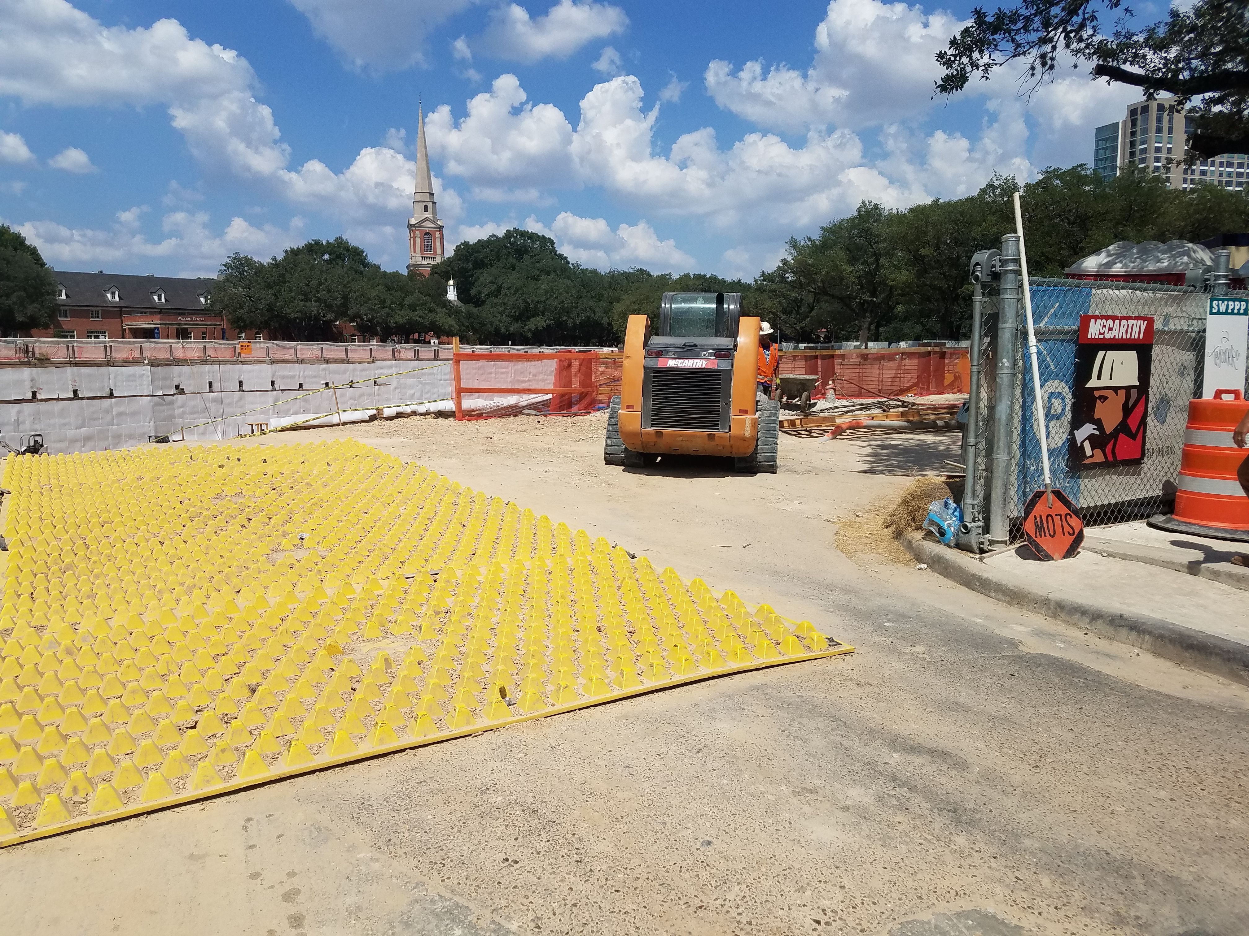 FODS Installed On McCarthy Museum Of Fine Arts Project In Houston TX Construction Entrance Construction Exit VTC VTP TC-1 Vehicle Tracking Controls BMP SWPPP Soil Tracking Prevention System