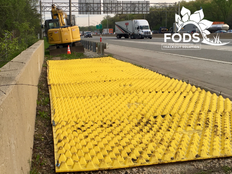 FODS STABILIZED CONSTRUCTION ENTRANCE I-294 rock-less construction entrance track out control Vehicle Trackout Control Vehicle Track-out Control VTC rip-rap IDOT construction entrance Old Veterans Construction