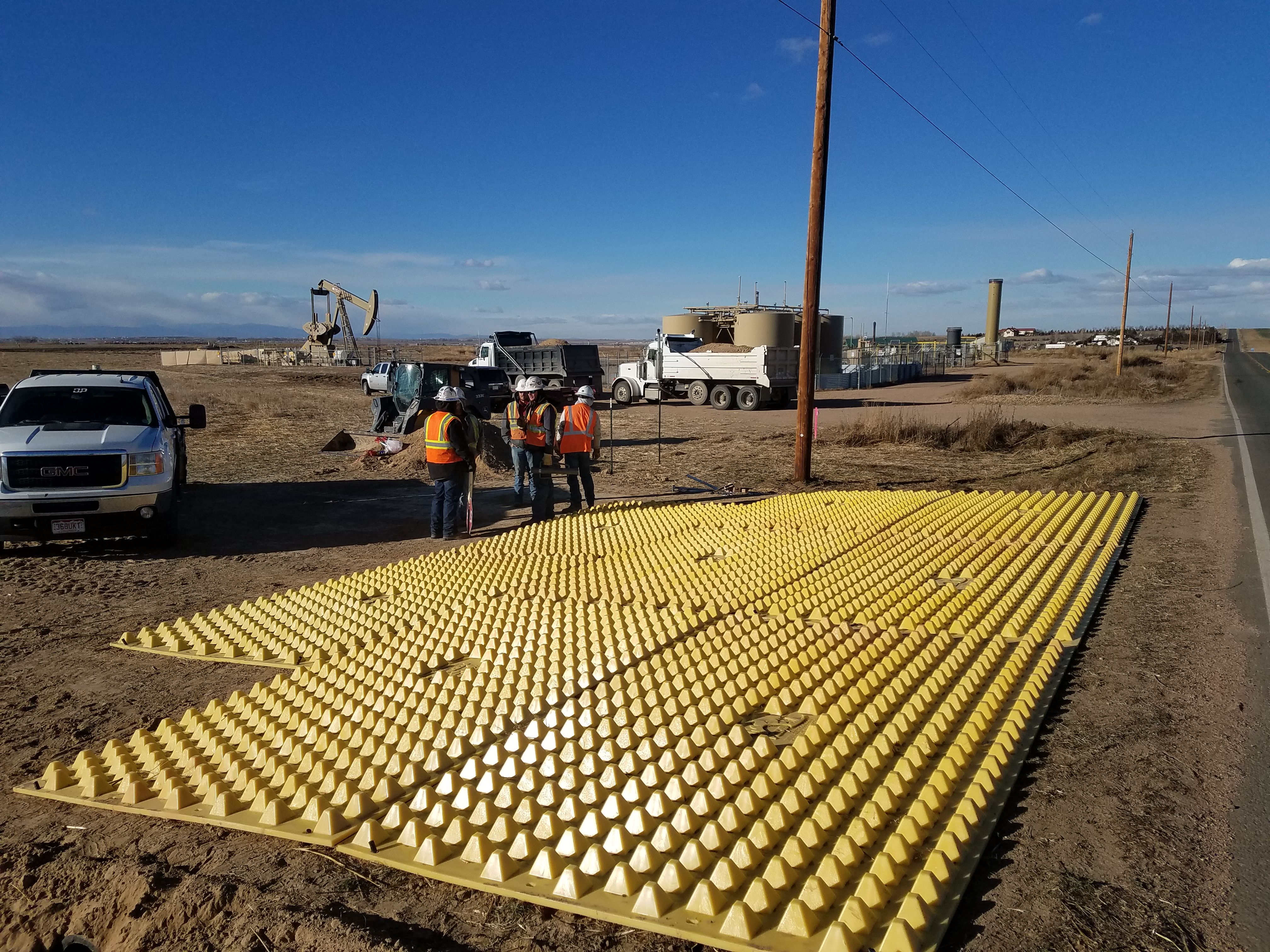 FODS Trackout Control Mat Deployed On Oil Pad Construction