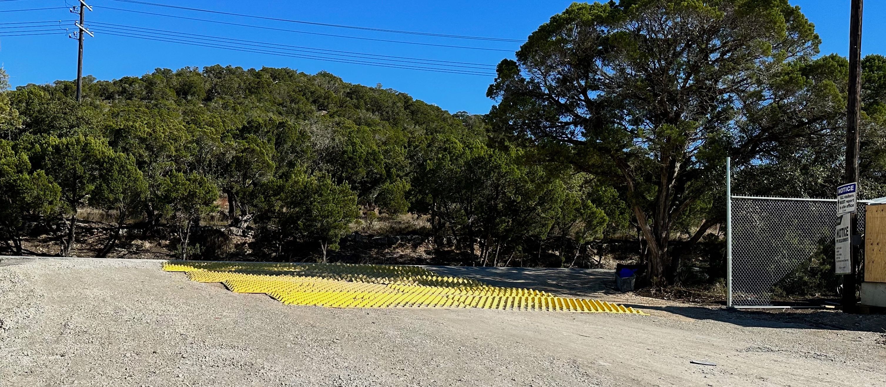 FODS Trackout Control Mat Rockless Reusable Construction Entrance 10 Year Life Span Burshy Creek Raw Water Delivery System Austin Texas