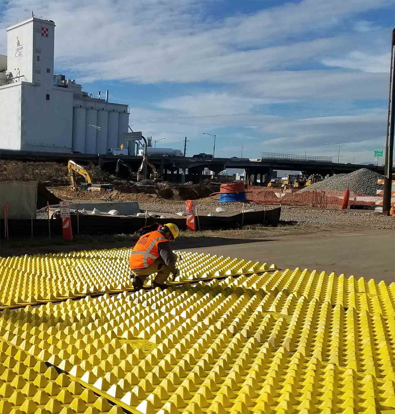 FODS Trackout Control Mats Setting Up Mats Central 70 Construction Vehicle Tracking Controls Bmp TC-1 VTC Soil Tracking Prevention Device
