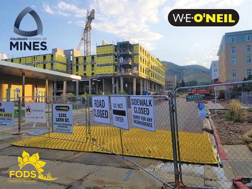 FODS WeOneil School Of Mines Construction Entrance Construction Exit FODS Trackout Control Mats Vehicle Tracking Pads Mud Control Mats Stabilized Construction Entrance