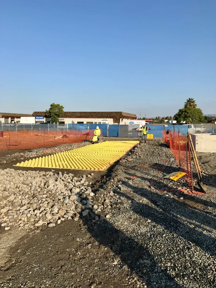 Freemont CA Development Project FODS Reusable Trackout Control Mat Rockless Construction Entrance