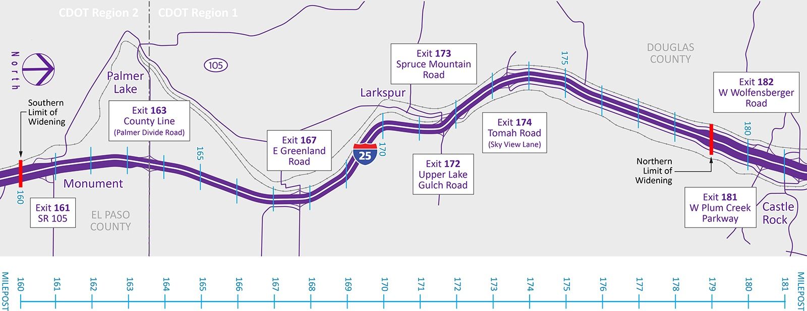 I-25 South Project Map Horizontal View Of Stretch 1