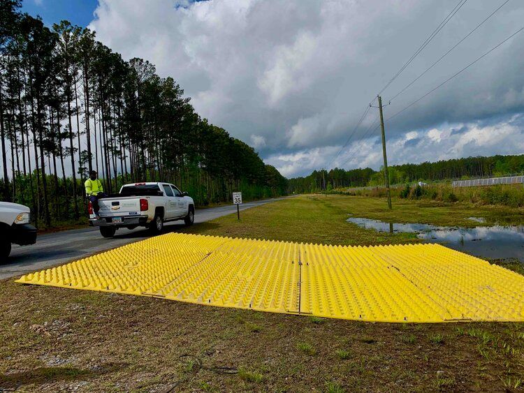 Georgia-Power-Rincon-Georgia-AES-Solar-Farm-Temporary-Construction-Entrance-Reusable-Construction-Entrance-Trackout-Control-Mat  
