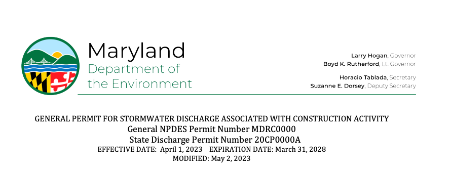 Maryland's Construction Stormwater Permit (20-CP)