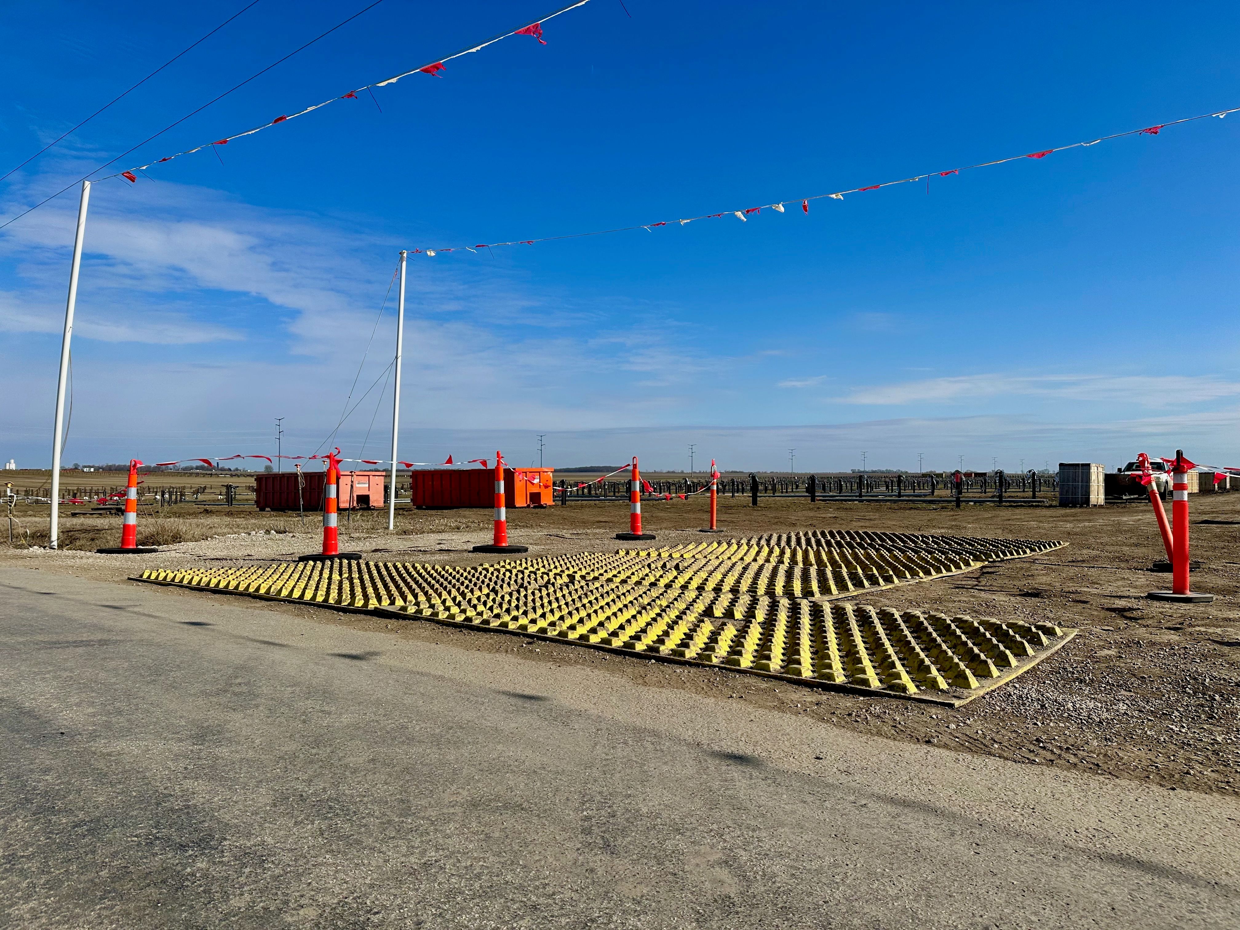 FODS Trackout Control Mat Reusable Construction Entrance Laid On McCarthy Construction Solar Farm