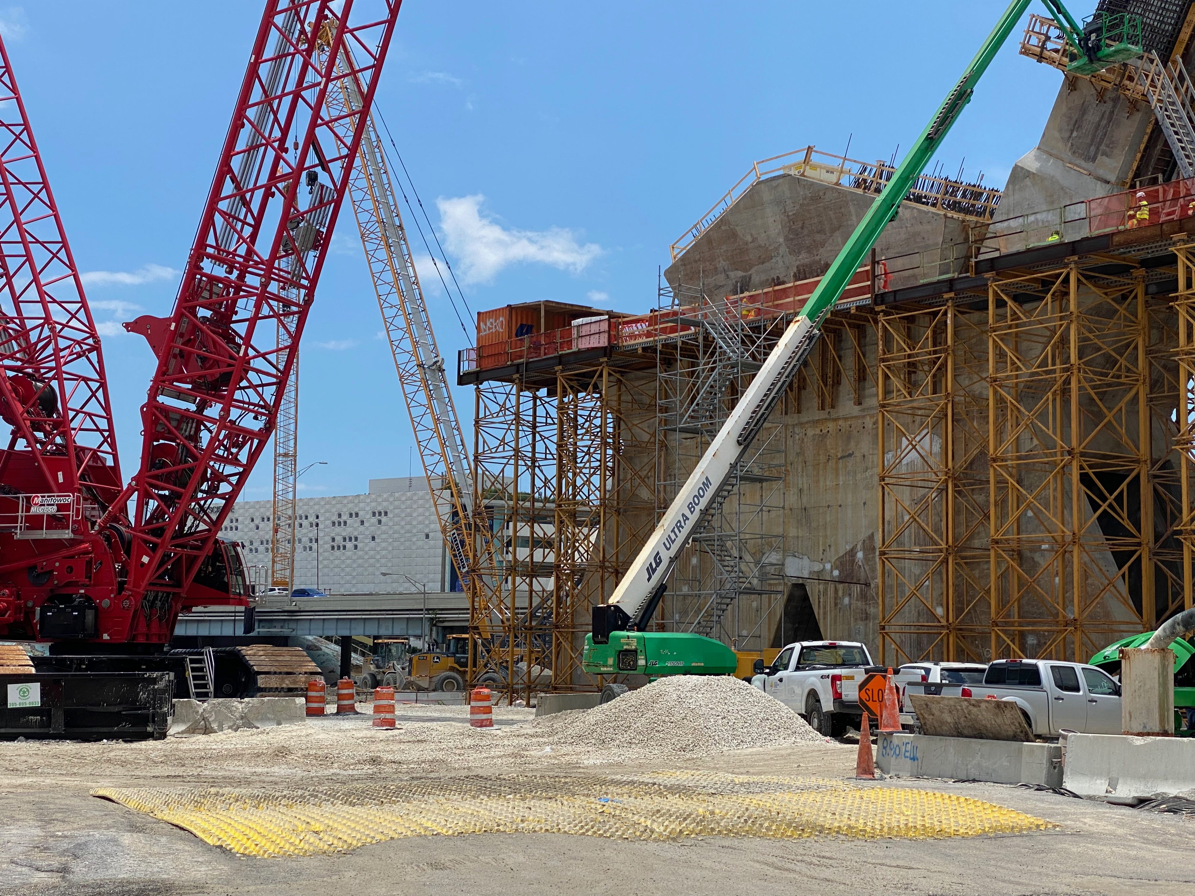 Miami Signature Bridge Project Miami Florida Reusable Construction Entrance HDPE Durable Rockless Reusable Construction Entrance Heavy Civil