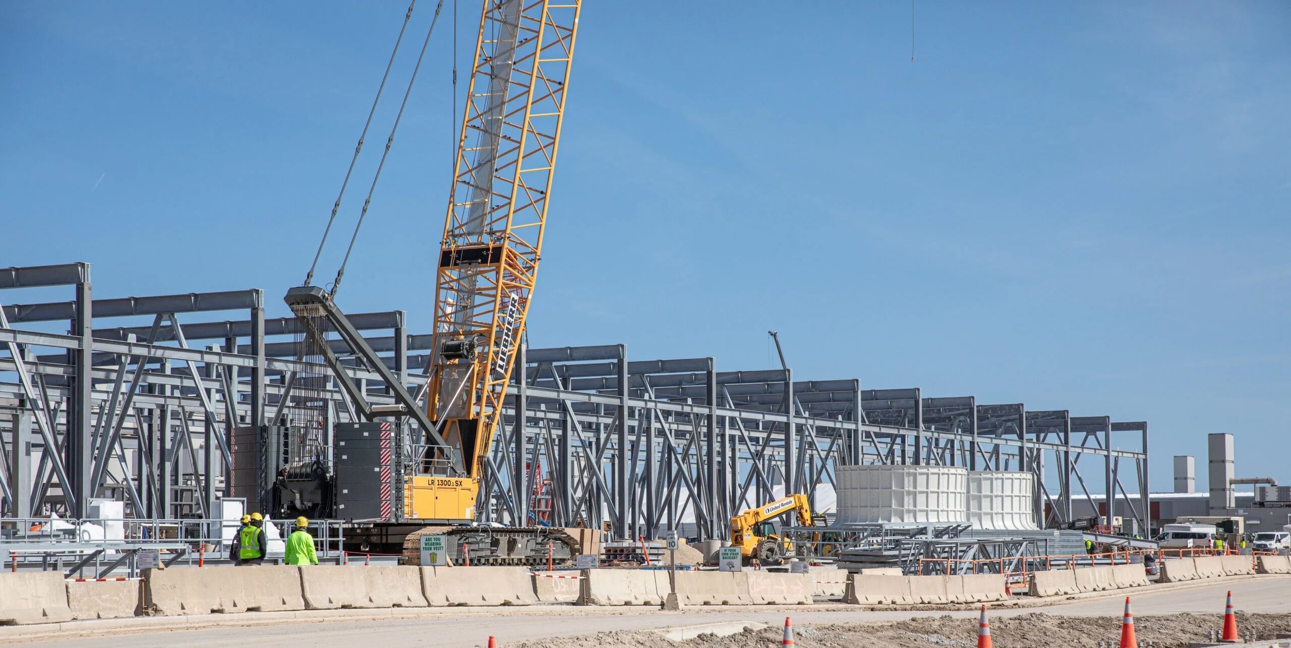 Microsoft Mount Pleasant data center construction site in Wisconsin, managed by Walsh Construction.
