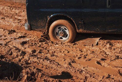 Muddy Road Vehicle Stuck