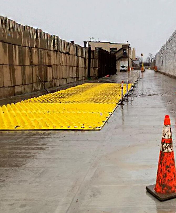 New York Recycling Plant NPDES BMP For Construction Entrance Reusable BMP Replaces Wheel Wash System To Reduce Trackout And Sediment For Erosion And Sediment Control Compliance Faztec FODS