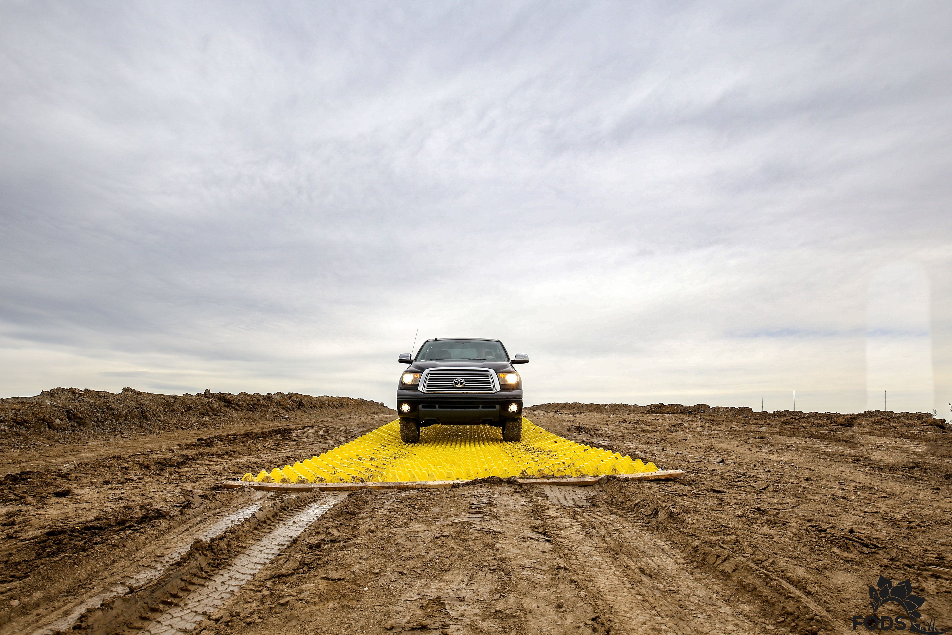Truck driving forward on incline FODS mats