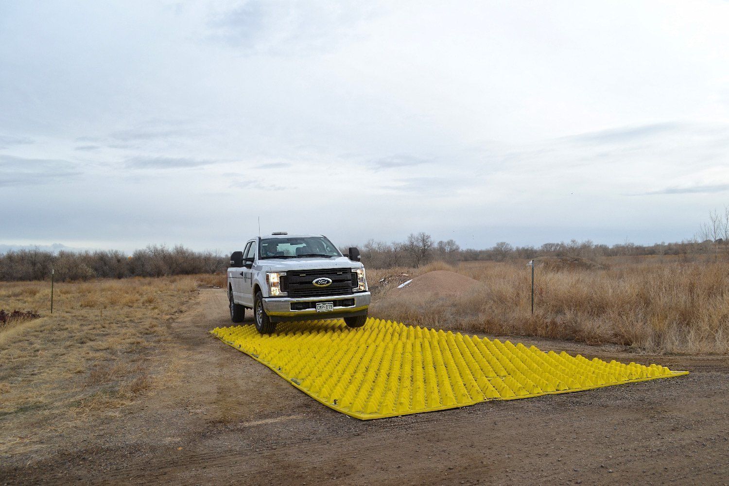 FODS Reusable Trackout Control Mat Deployed on the Erie Colorado water reclamation facility 